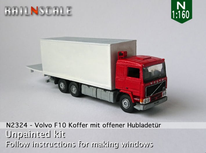 Volvo F10 Koffer mit geöffneter Hubladebühne (N) 3d printed