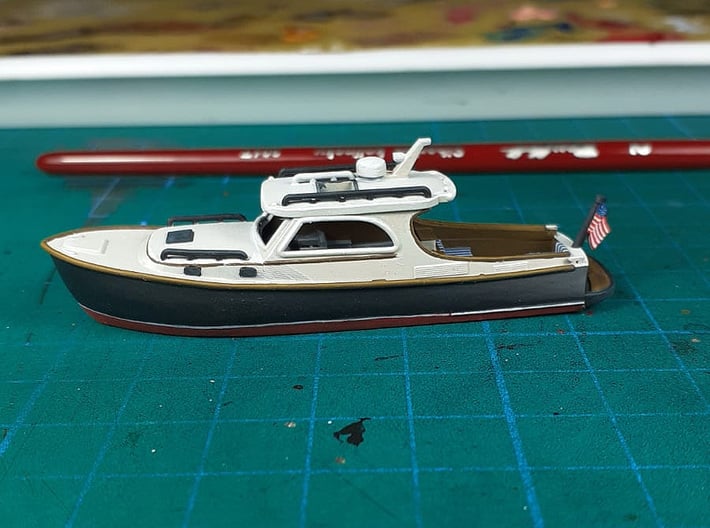 Handcrafted Yacht Boat Model Silver 1/160 Scale Resin 
