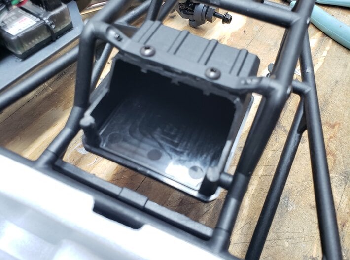 ESC Relocation tray - Element Gatekeeper RC Truck 3d printed Cut open fuel cell