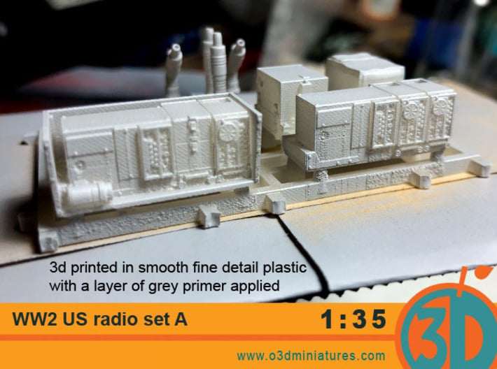 WW2 US Radio set A 1/35 scale 3d printed 3d printed in smooth fine detail plastic with a light coat of primer applied