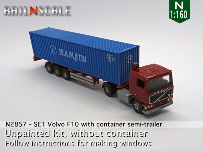 SET Volvo F10 & Container chassis (N 1:160) 3d printed 