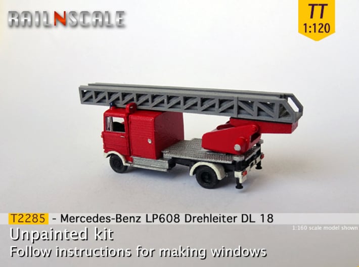 Mercedes-Benz LP 608 Drehleiter (TT 1:120) 3d printed 