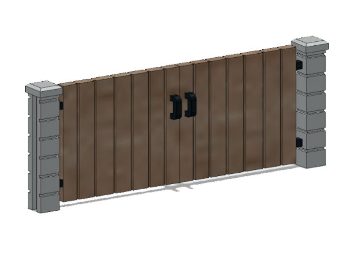 Block Wall - Wooden Vehicle Gate-1 3d printed Part # BWJ-032