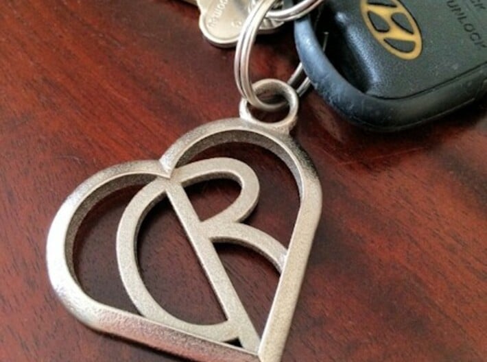 Heart of love keychain [customizable] 3d printed A customer shot with C R initials