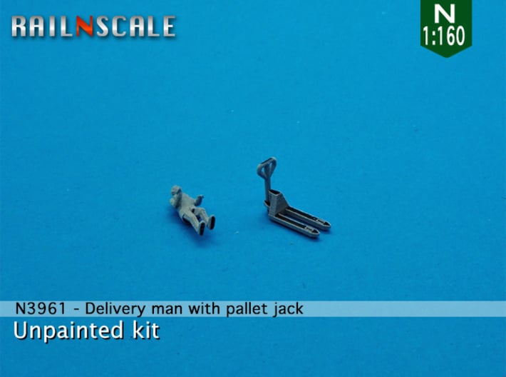 Delivery man with pallet jack (N 1:160) 3d printed 