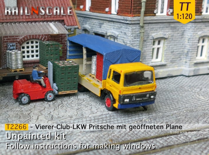 Vierer-Club-LKW Pritsche mit Plane (TT 1:120) 3d printed 