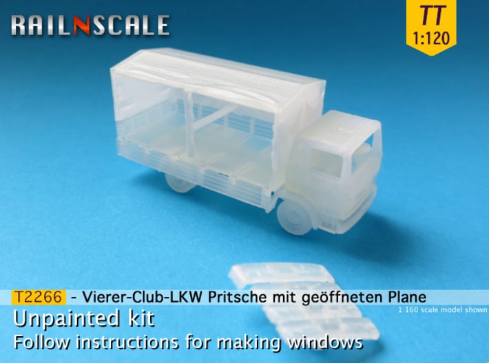 Vierer-Club-LKW Pritsche mit Plane (TT 1:120) 3d printed 