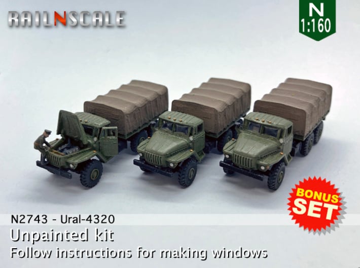 BONUS SET Ural-4320 (N 1:160) 3d printed 