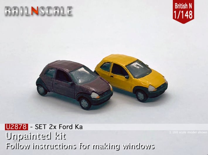 SET 2x Ford Ka (British N 1:148) 3d printed