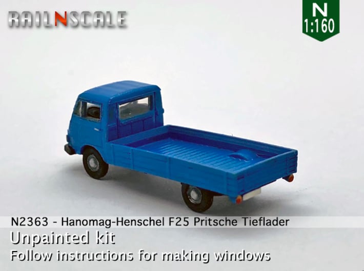 Hanomag-Henschel F25 Pritsche Tieflader (N 1:160) 3d printed 