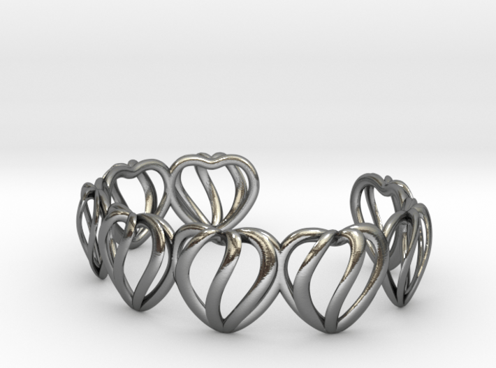 Heart Cage Bracelet (8 small hearts) 3d printed 