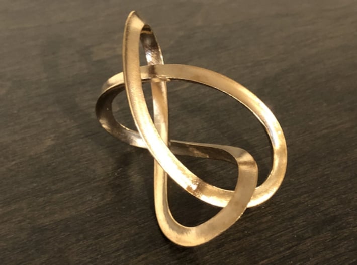 Mobius Figure 8 Knot Pendant - two sizes 3d printed Large Polished Bronze View #1