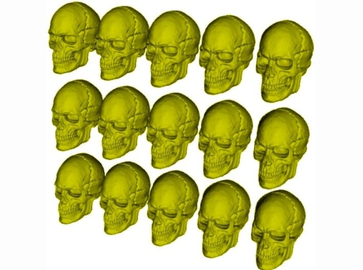 1/24 scale human skull miniatures x 15 3d printed