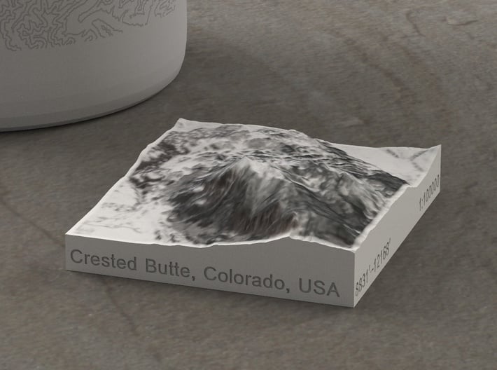 Crested Butte in Winter, Colorado, USA, 1:100000 3d printed 