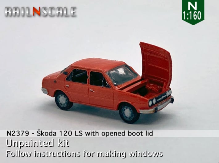 Škoda 120 LS mit offenem Kofferraumdeckel (N 1:160 3d printed 