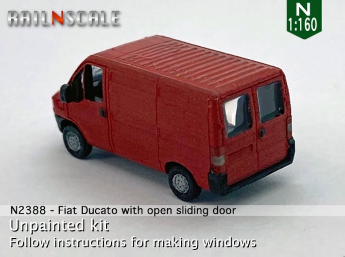 Fiat Ducato with open sliding door (N 1:160) 3d printed 