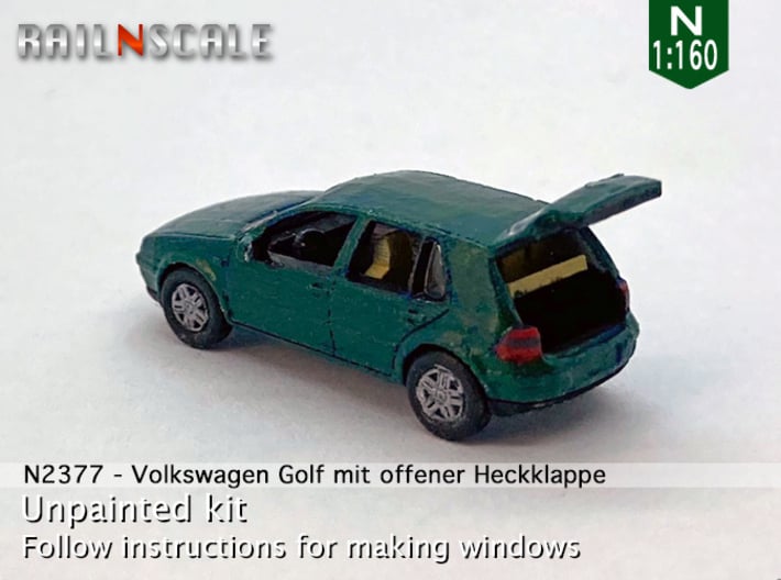 Volkswagen Golf mit geöffneter Heckklappe (N 1:160 3d printed 