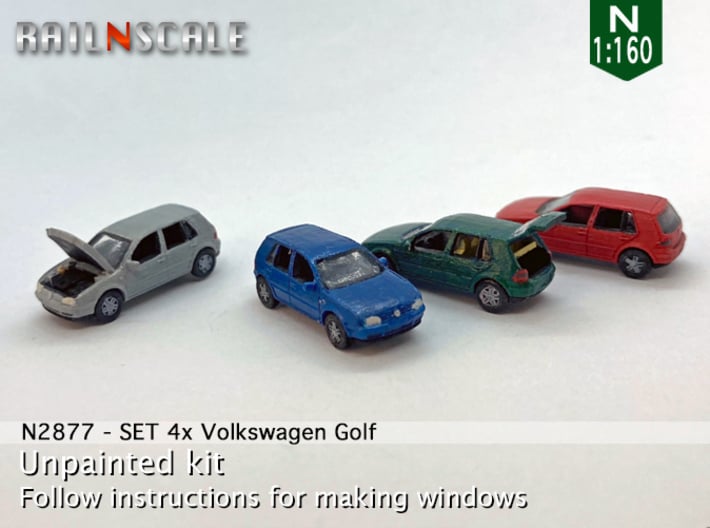 SET 4x Volkswagen Golf (N 1:160) 3d printed 