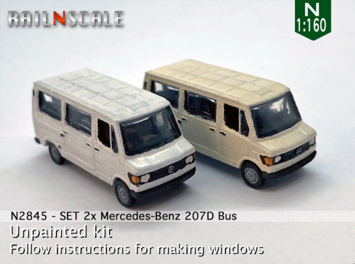 SET 2x Mercedes-Benz 207D Bus (N 1:160) 3d printed 