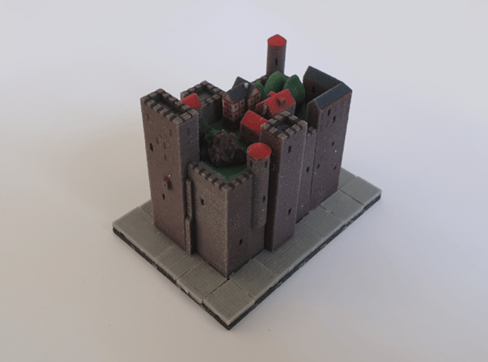 Houses and trees on green 2x1 x 4 3d printed 