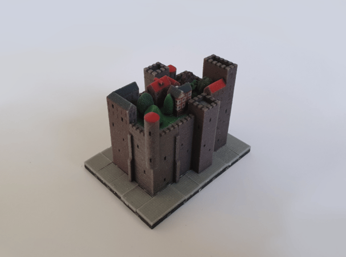 Houses and trees on green 2x1 x 4 3d printed 