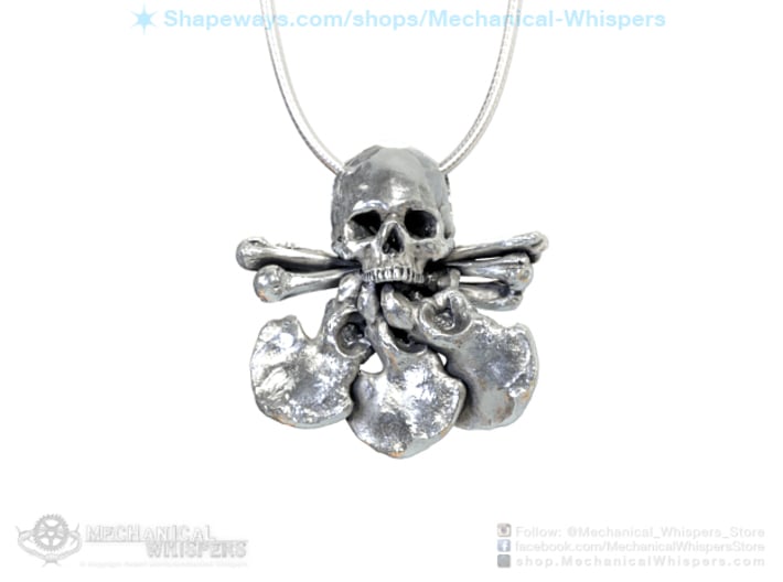Human Skull Pendant Jewelry Crossbones Flower 3d printed