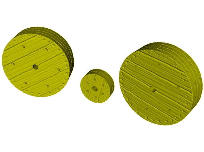 1/24 scale wooden wheels x 3 for P-51 Mustang WWII 3d printed