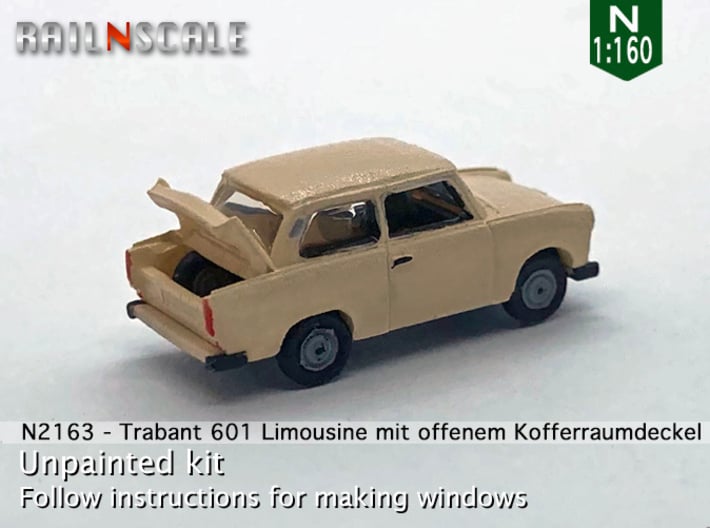 Trabant 601 mit offenem Kofferraumdeckel (N) 3d printed 