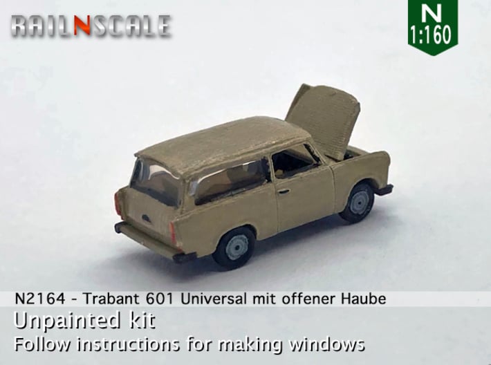 Trabant 601 Universal mit offener Haube (N 1:160) 3d printed 
