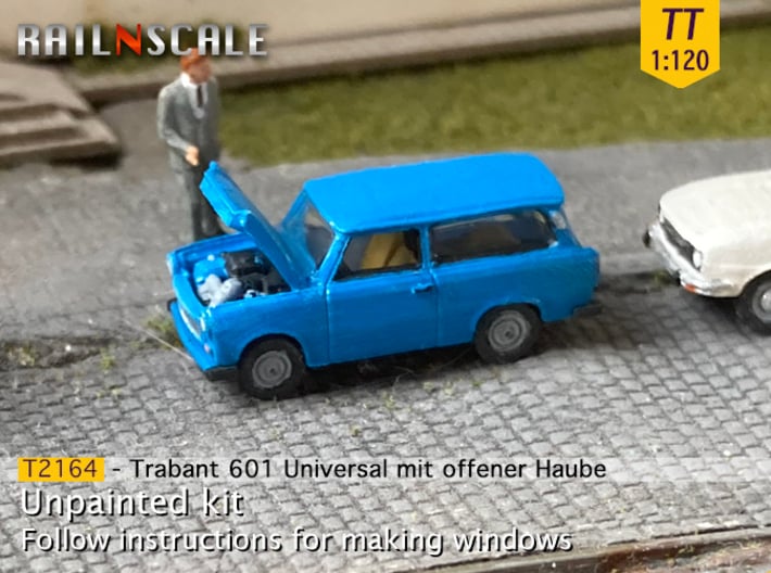 Trabant 601 Universal mit offener Haube (TT 1:120) 3d printed