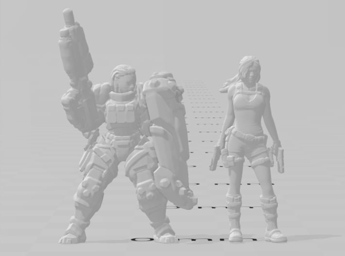Female Enforcer HO scale 20mm miniature model scif 3d printed 