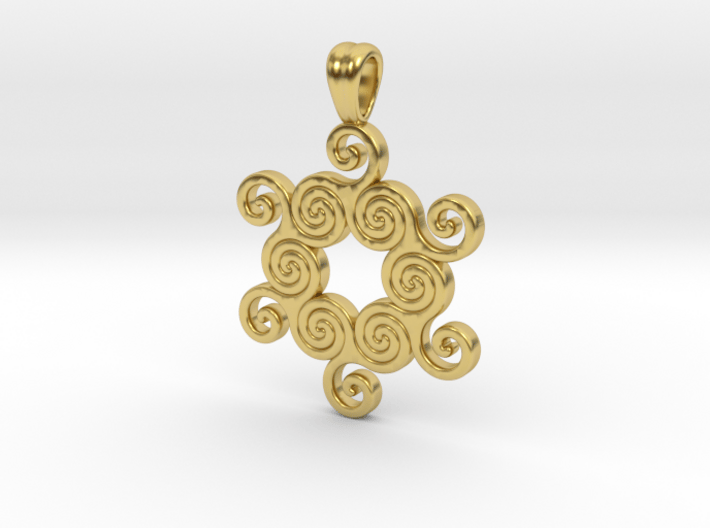 Six united triskell [pendant] 3d printed 