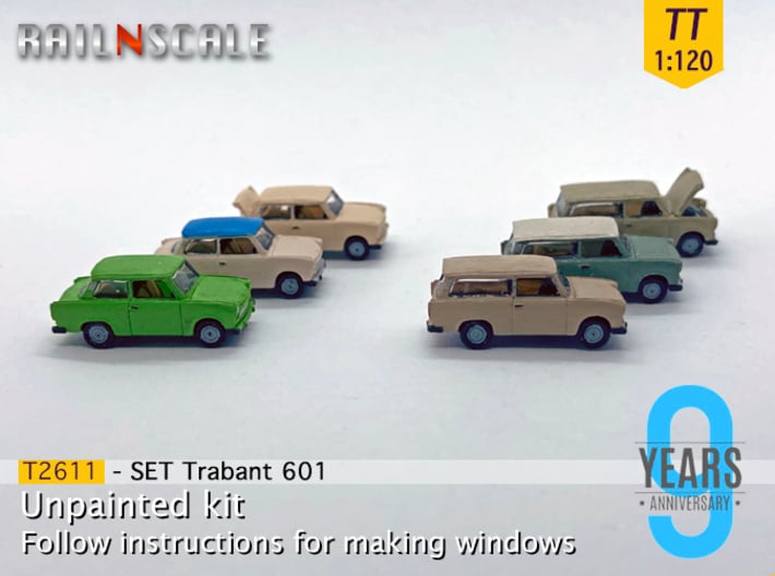 SET 6x Trabant 601 (TT 1:120) 3d printed 