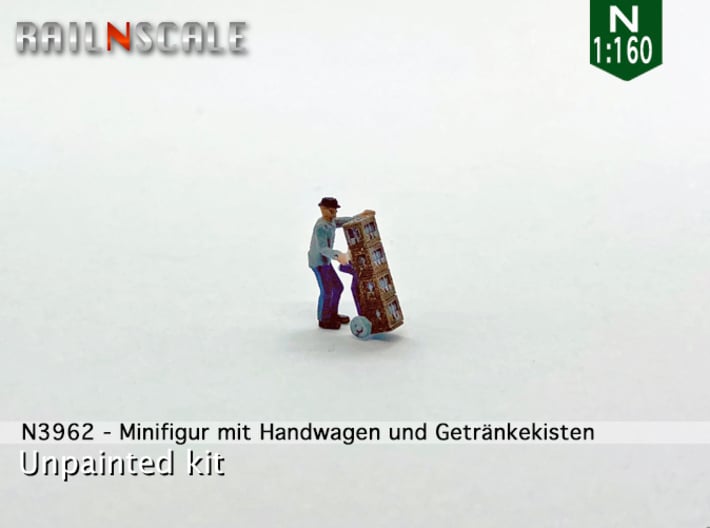 Händler mit Handwagen und Getränkekisten (N 1:160) 3d printed 