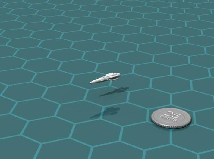 Triumvirate Corvette 3d printed Render of the model, with a virtual quarter for scale.