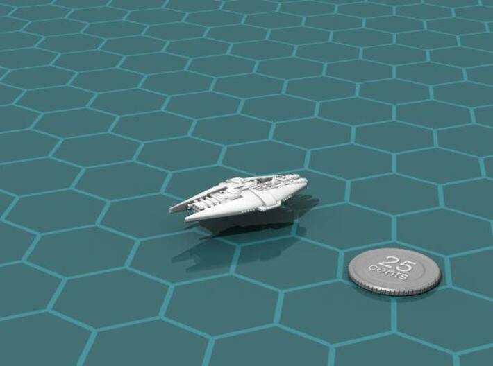Marm Light Missile Cruiser 3d printed Render of the model, with a virtual quarter for scale.