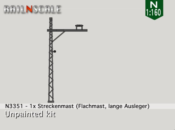 Streckenmast, Flachmast, lange Ausleger (N 1:160) 3d printed 