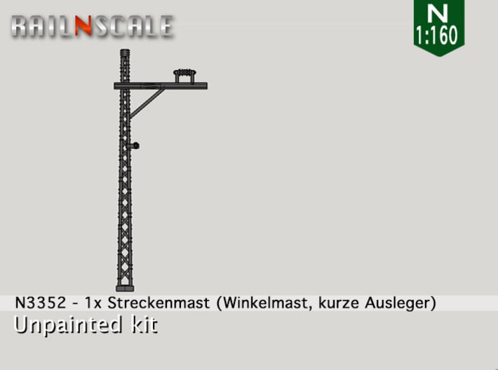 Streckenmast, Winkelmast, kurze Ausleger (N 1:160) 3d printed 