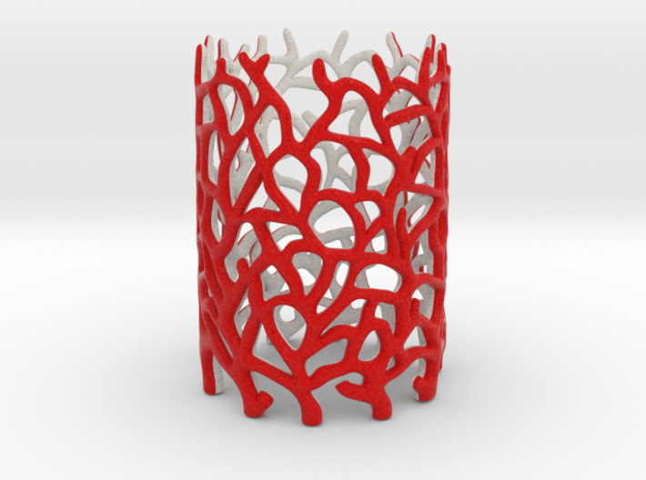 Coraline Tealight Red/White Sandstone 3d printed