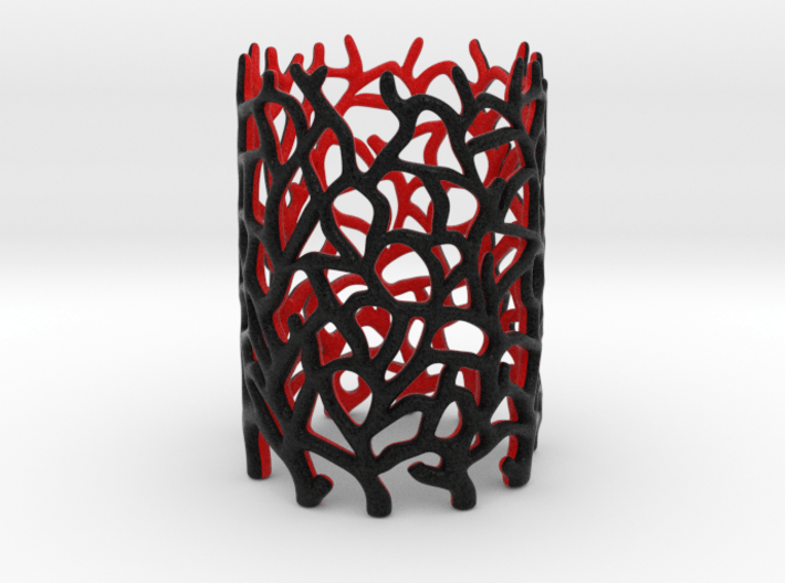 Coraline Tealight Black/Red Sandstone 3d printed