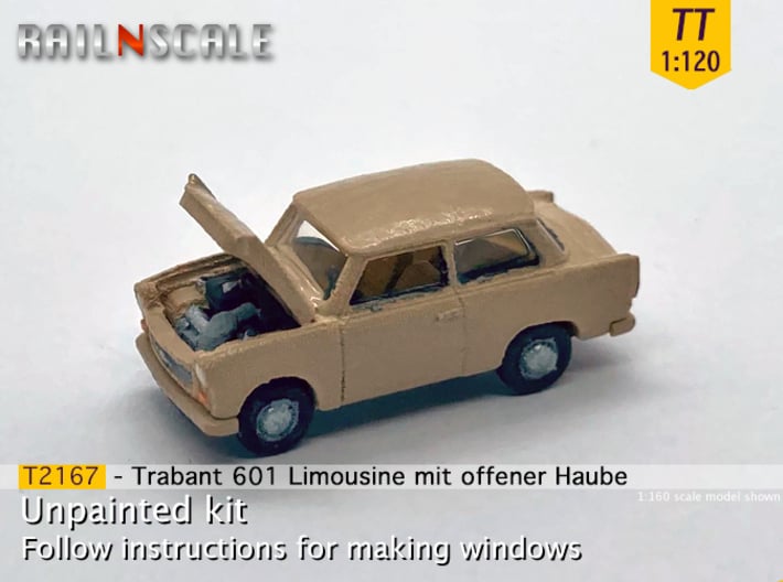 Trabant 601 Limousine mit offener Haube (TT 1:120) 3d printed