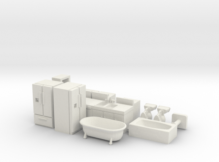 HO Scale Kitchen and Bath Stuff 3d printed 