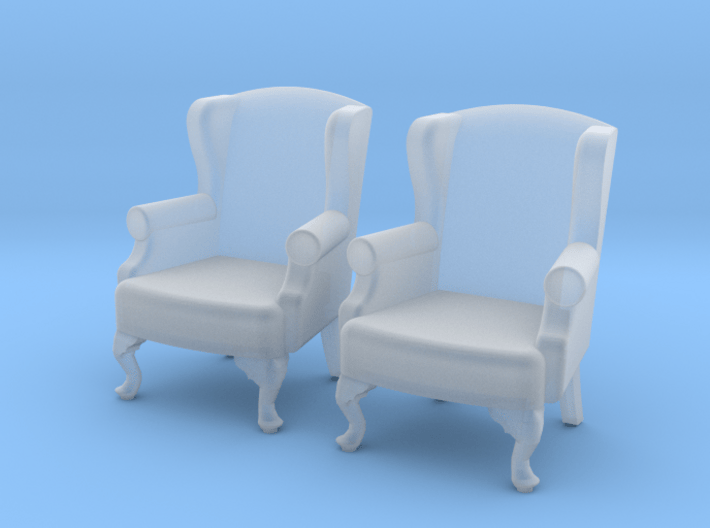 1:48 Queen Anne Wingback Chairs (Set of 2) 3d printed 