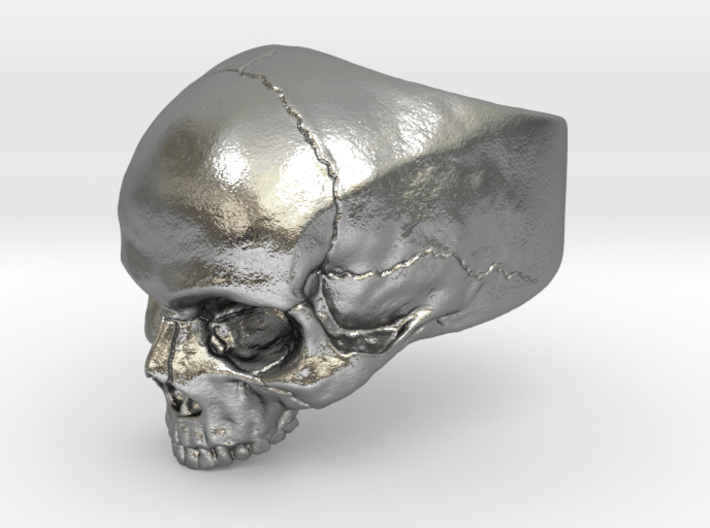 Yorick Memento Mori Skull Ring 3d printed silver skull ring preview