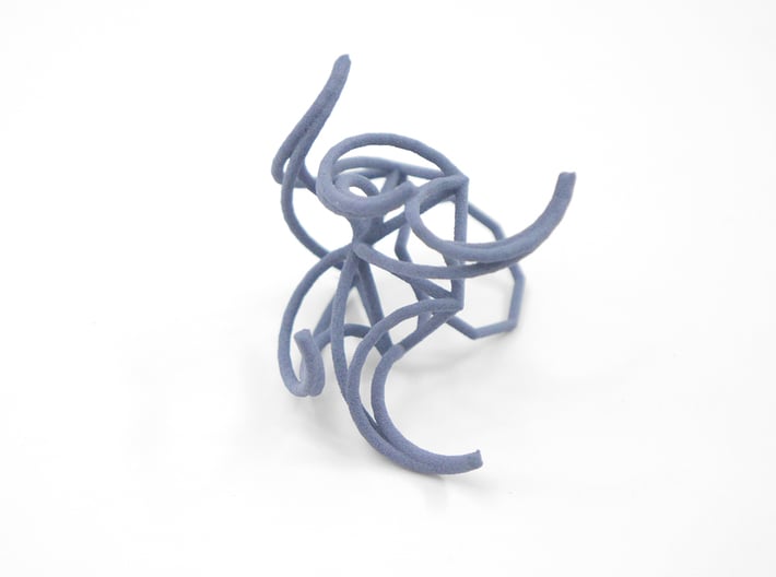 Aster Ring (Large) Size 9 3d printed Custom Dyed Color (Azurite)