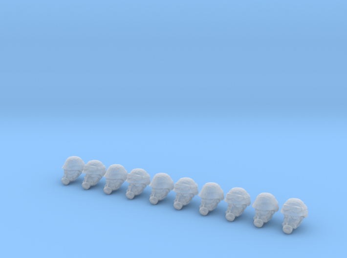 Gas Masked Solider Heads (x10) 3d printed 