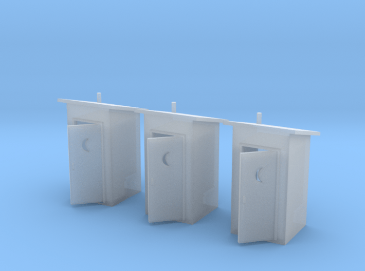 HO-Scale Slant Roof Outhouse (3-Pack) 3d printed 