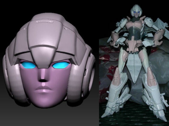 ARCEE homage Oracle Ver 2 for TF PRID 3d printed Fully Painted Oracle Head on TF Prime Deluxe Arcee
