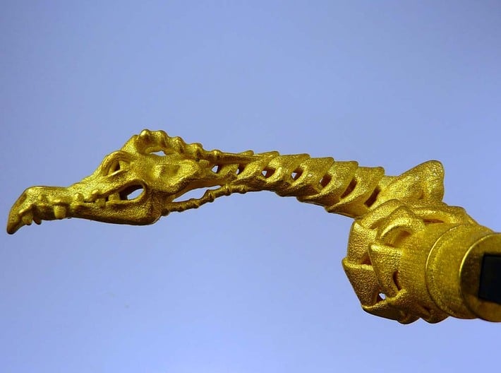 Dragon doorhandle 004 3d printed dragondoorhandle no.4 - 3D print with matte gold finish
