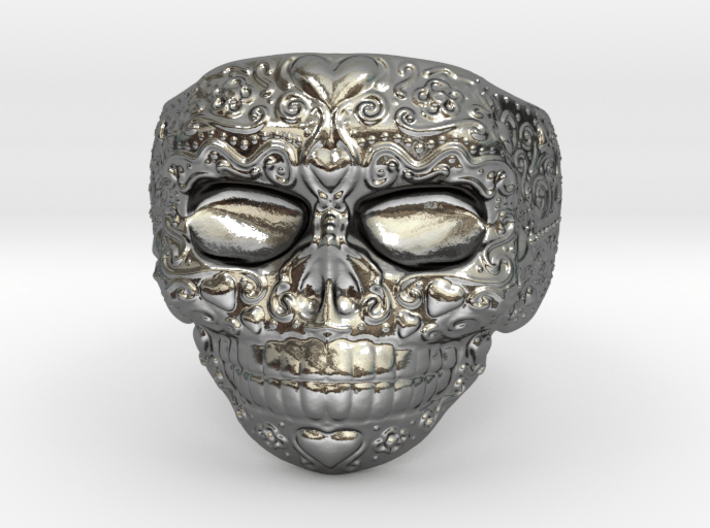 Day Of The Dead Ring - Size 12 3d printed 